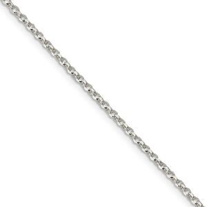 2mm Sterling Silver D/C Solid Open Cable Chain Necklace, 18 Inch